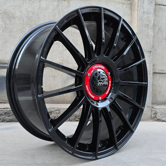 SET DE LLANTAS OZ SUPER TURISMO. Aro 17- 4x100, 4x114. Doble apernadura. .Color Negro Brillante .(322).