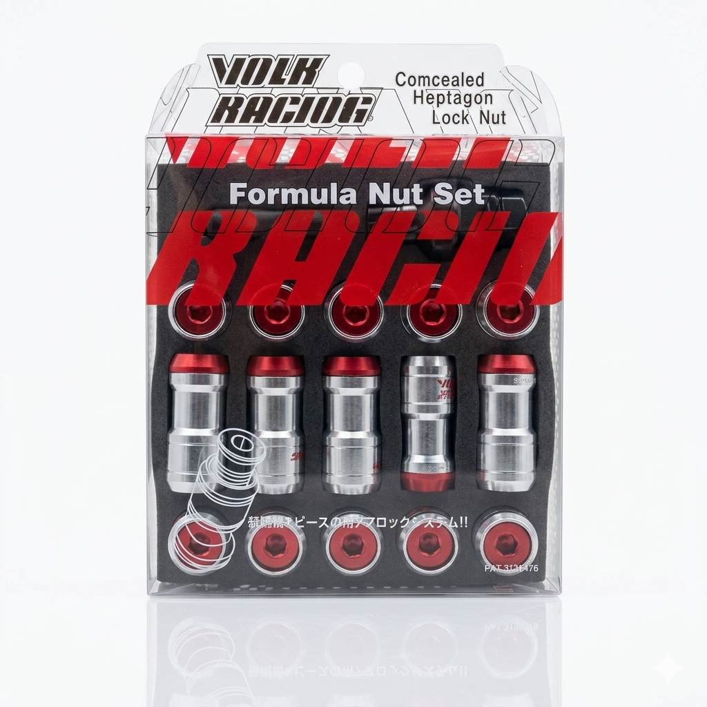 SET DE 20 TUERCAS DOBLE SEGURIDAD LLANTAS VOLK RACING M12x1.25mm. COLOR ROJO