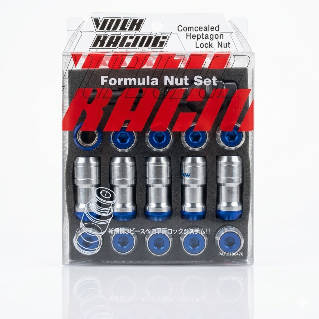 SET DE 20 TUERCAS DOBLE SEGURIDAD LLANTAS VOLK RACING M12x1.25mm. COLOR AZUL