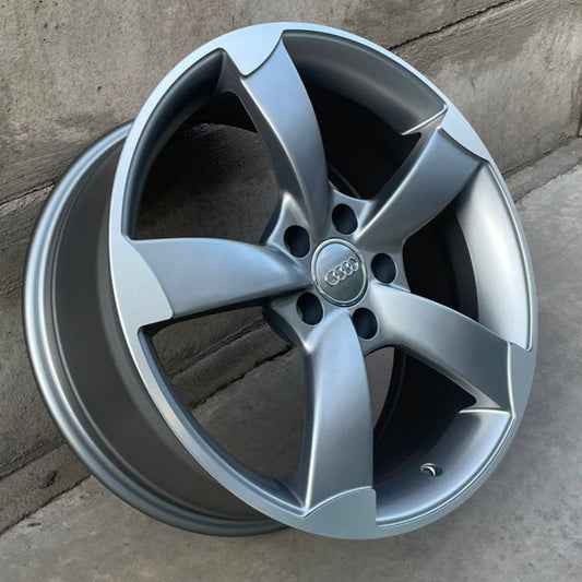 SET DE LLANTAS AUDI ROTOR. Aro 18 - 5x112. .Color Grafito Aro Cromado .(5069).
