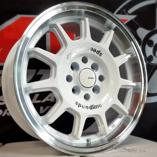 SET DE LLANTAS SPEED LINE. Aro 16 4x100, 4x114. Doble apernadura .Color Blanco Aro Cromado .(1006).