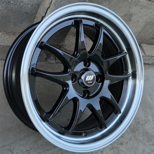 SET DE 4 LLANTAS WORK EMOTION. Aro 17 - 4x100. Color Negro Aro Cromado. (17B7899A)