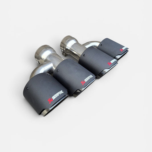 Set de Par de Colas de Escape de Alto Flujo Akrapovic 3”x doble 4”. Fibra de Carbono.