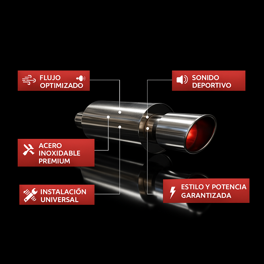 Silenciador de Alto Flujo 2.5”x3x4” – Potencia, Sonido y Estilo Deportivo. (h1405)