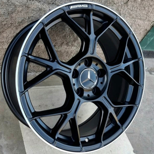 SET DE LLANTAS MERCEDEZ COLOR Negro Mate Linea Cromado. Aro 19 - 5x112. (8129)