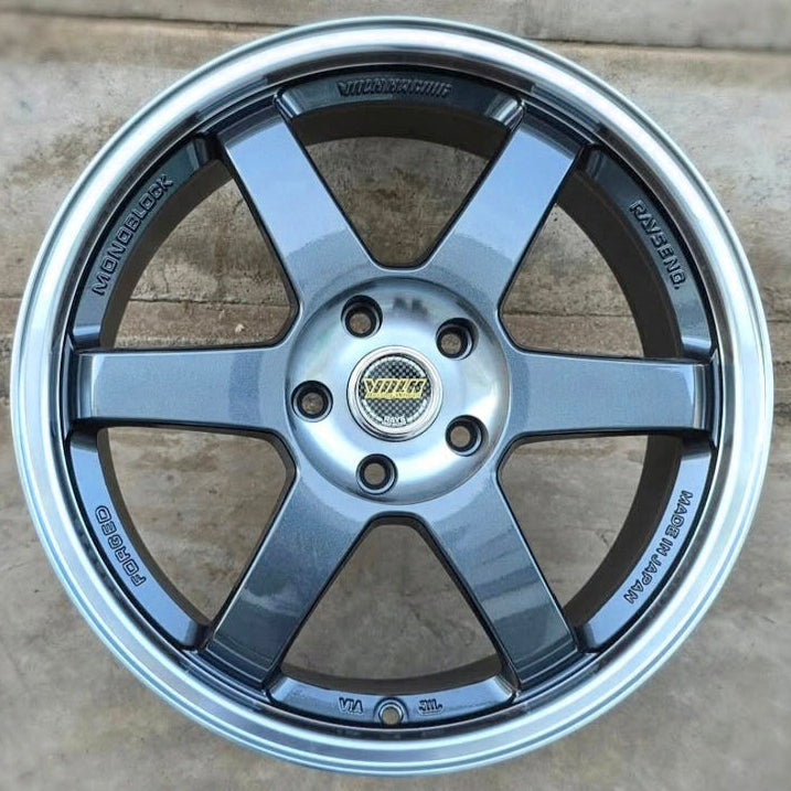SET DE 4 LLANTAS VOLK TE37 COLOR Grafito Aro Cromado. Aro 18 - 5x114 (K001)