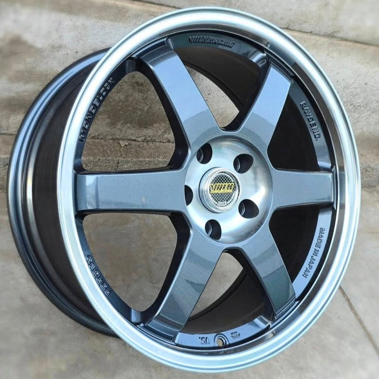 SET DE 4 LLANTAS VOLK TE37 COLOR Grafito Aro Cromado. Aro 18 - 5x114 (K001)