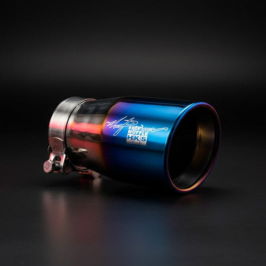 Cola de Escape de Alto Flujo HKS 3”x4”. Ionizada color Tornasol.